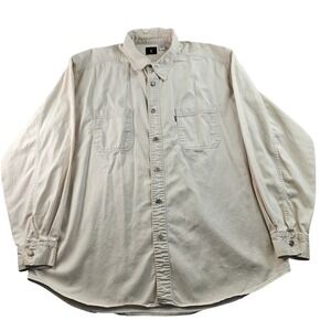 Levi's Red Tab Denim Shirt Mens XL Cream Loose Fit Long Sleeve Collar Button-Up